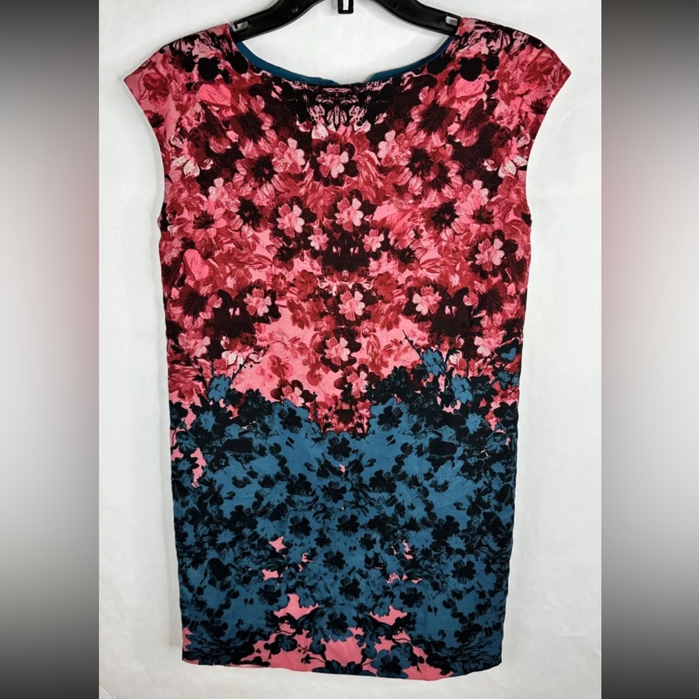 Cynthia Steffe Dress Womens 0 Pink Blue Sheath Sleeveless Floral Stretch Lined
